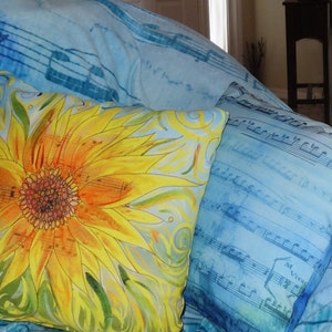 Sunflower Throw Pillow, beautiful music, brown, tan, colorful, modern, aged, decor, pillows, cushions, throw pillow image 4