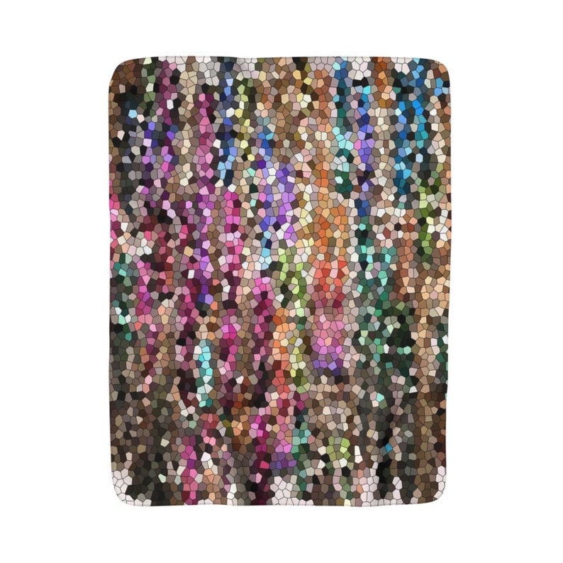 Jewel Tone Mosaic Fleece Blanket Sapphire Amethyst Etsy
