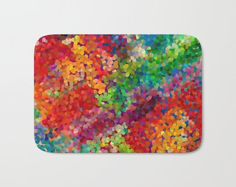 Colorful Bath Mat - Color Theory    - made to match red, green,  blue, colorful, decor, colorful,  rubber backed, Plush mat