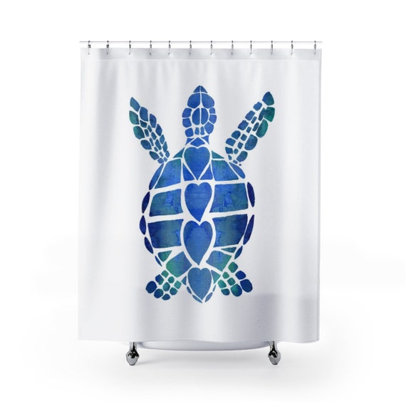 Sea Turtle Shower Curtain Blue And, Turtle Shower Curtain