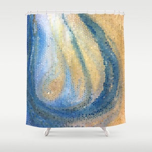 Beautiful Wave Mosaic Shower Curtain - "Ocean Wave" Mosaic Shower curtain water and sand waves, Island art, coastal decor, bath, home