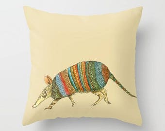 Armadillow Pillow, Throw Pillow, desert tones, terra cotta turquoise,  olive, modern,  Southwestern decor, cushions
