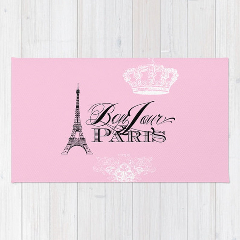 Pink Paris pillow Bonjour Paris throw pillow, Eiffel Tower, girlie, crown, throw pillow, home, decor, designer, travel theme image 5