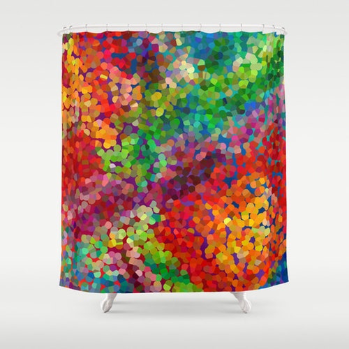 Jewel Tone Art Shower Curtain Red Blue Green Colorful Etsy