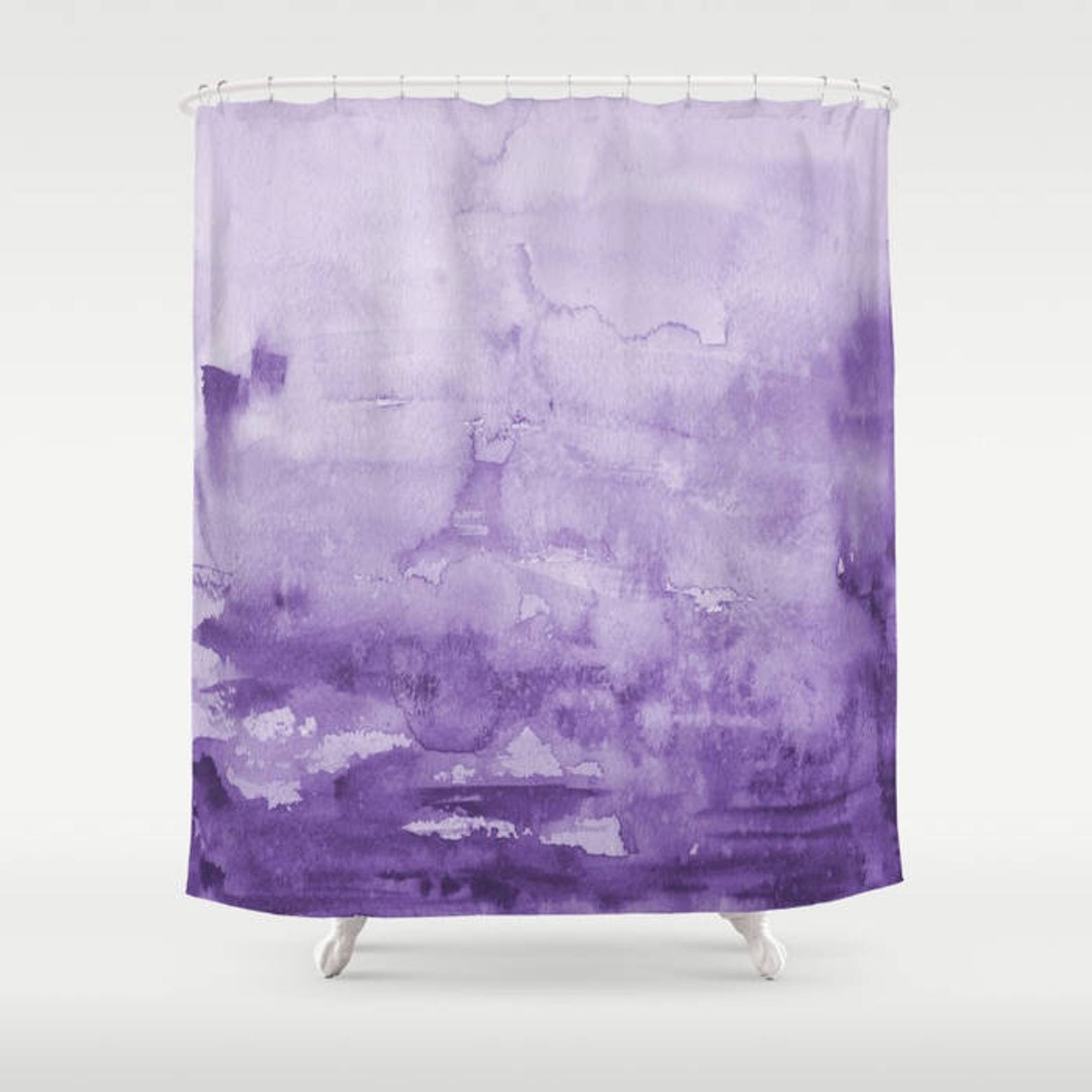 Purple Watercolor Shower Curtain Eggplant Purple Unique Etsy