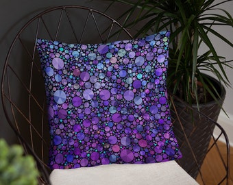 Purple Throw Pillow - abstract circle design multi color modern knit