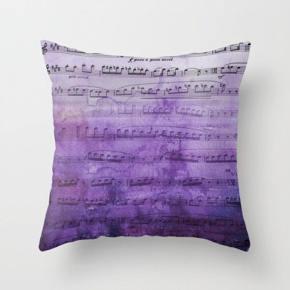 Sheet Music Throw Pillow watercolor Lavender throw pillows are beautiful