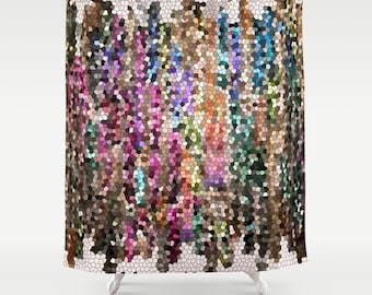 Colorful Jewel Tone Shower Curtain, fabric  ruby, amethyst, beautiful mosaic