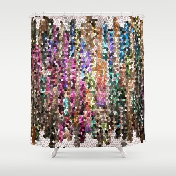 Colorful Jewel Tone Shower Curtain, fabric  ruby, amethyst, beautiful mosaic