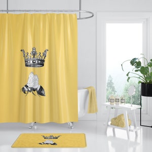 Cynlon Yellow Pattern Cute Bumble Bee Blue Black Custom Bees Bathroom Decor Bath Shower Curtain 60x72 inch