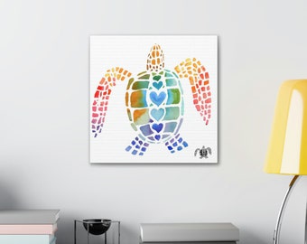 Colorful Sea Turtle Canvas Gallery Wrap - wall art