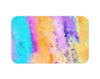 Mosaic Splash Bath Mat - bright, bold, vibrant bathroom, spring summer coastal decor