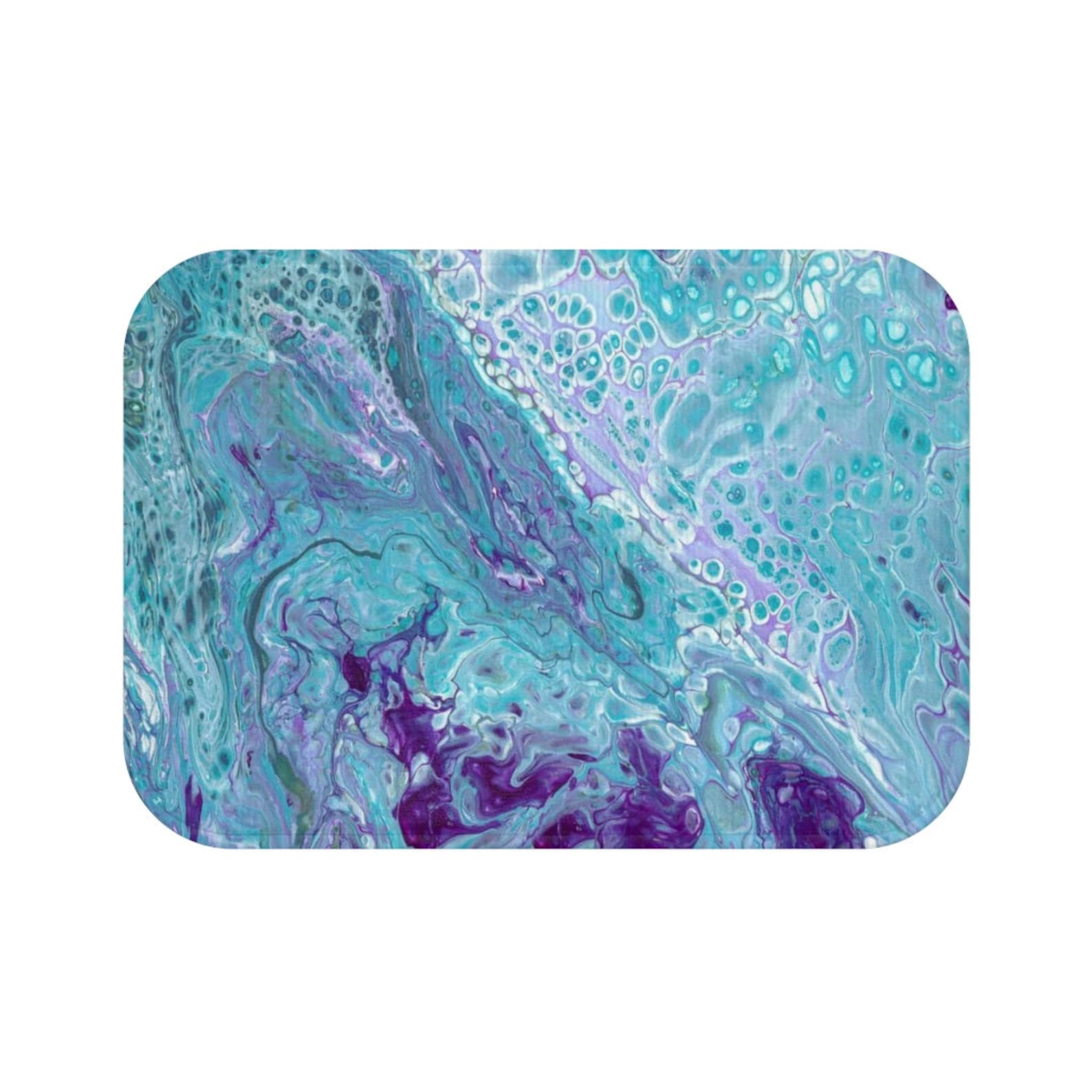 Marble Blue and Purple Bath Mat | Etsy