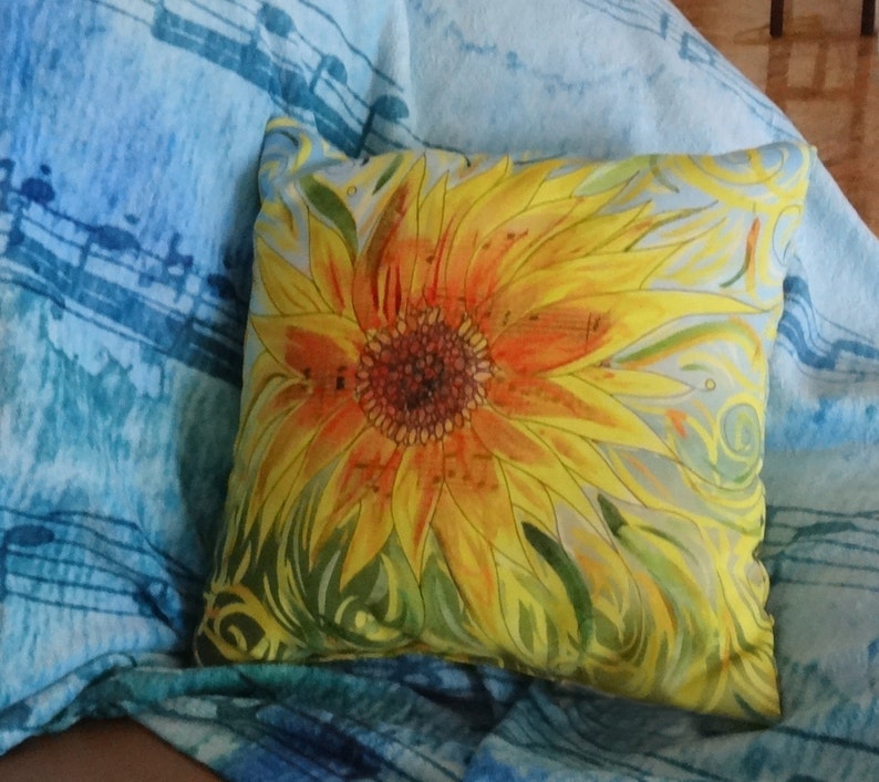 Sunflower Throw Pillow, beautiful music, brown, tan, colorful, modern, aged, decor, pillows, cushions, throw pillow image 5