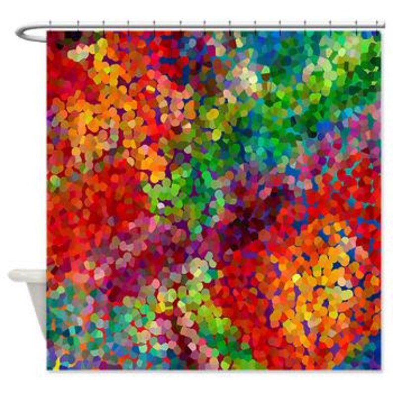 Jewel Tone Art Shower Curtain Red Blue Green Colorful Etsy