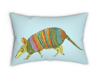 Colorful Armadillo Pillow -  Lumbar Pillow, rectangular throw pillow - be yourself, true colors