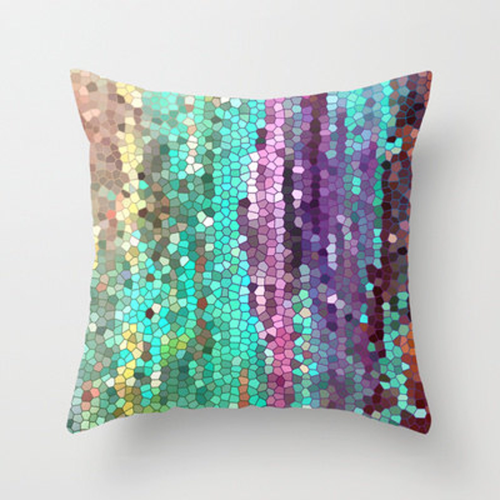 Beautiful Throw Pillow Teal and Purple Mosaic Teal Etsy