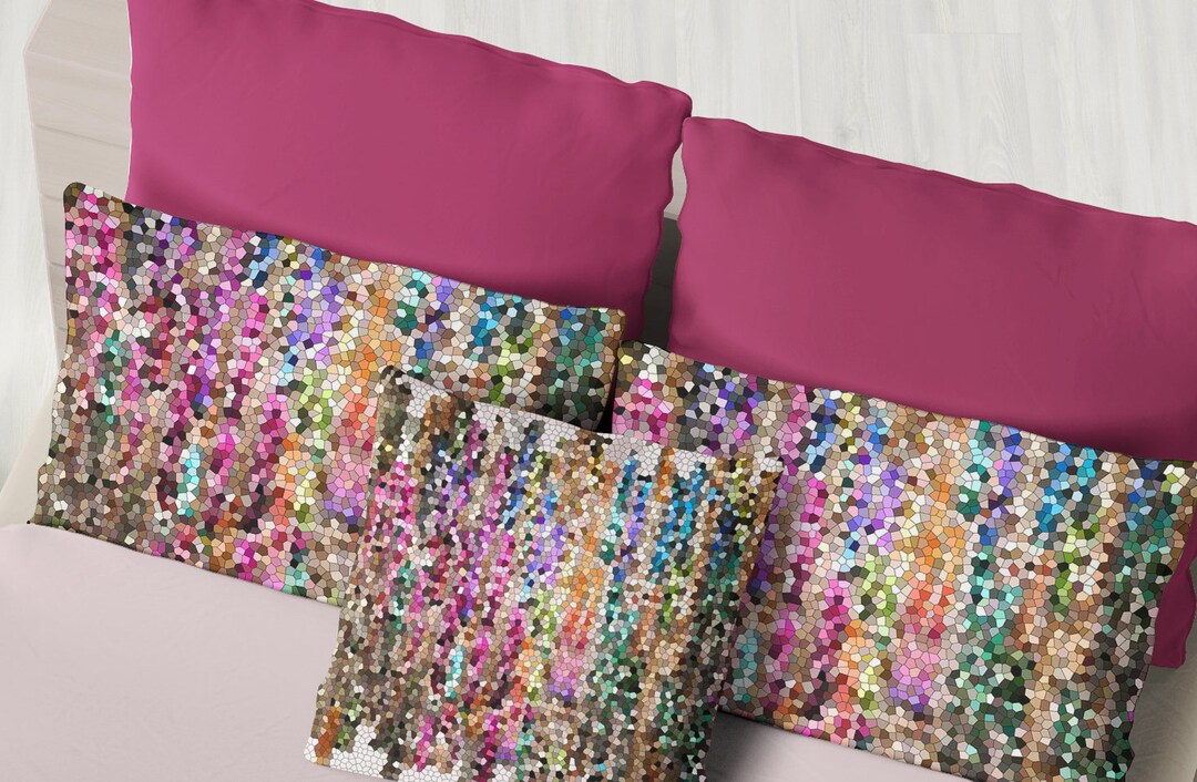 Jewel Tone Pillow Case Mosaic Bedroom Decor Art Curate Etsy
