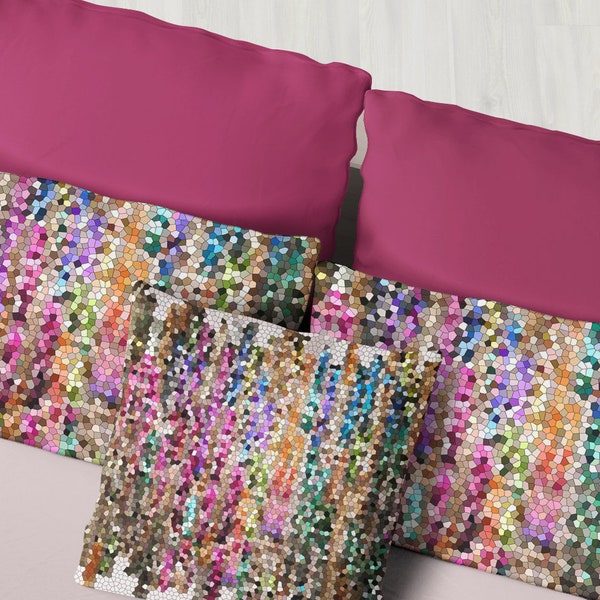 Jewel Tone Pillow Case - mosaic,  bedroom decor, art, curate the bedroom, ruby, amethyst, jade