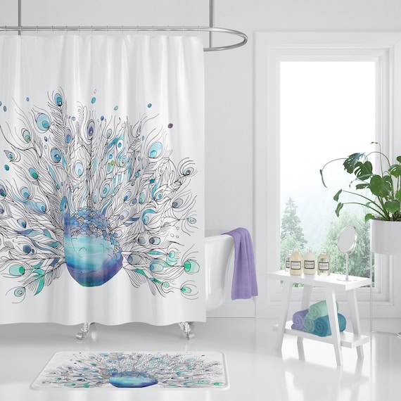 Shower curtain peacock discount