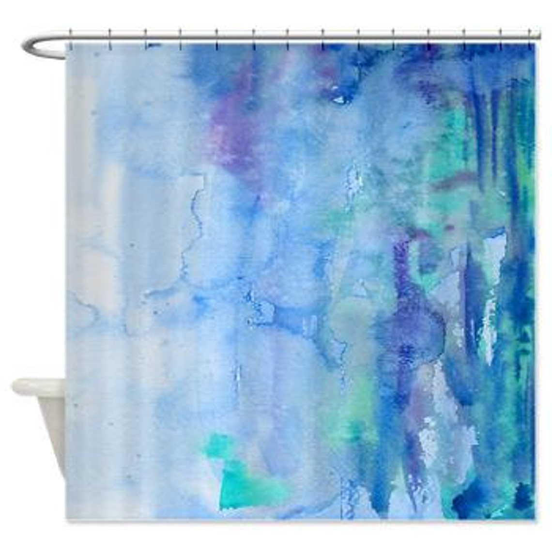 Blue Watercolor Shower Curtain Blue Watercolor Bliss - Etsy
