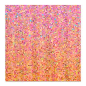 K&ouml;nnte beinhalten: Abstrakter digitaler Kunstdruck mit einem farbenfrohen Mosaikmuster in den Farben Rosa, Orange, Gelb, Blau und Gr&uuml;n.