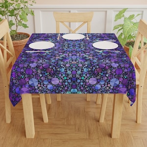 Purple Circles Square Tablecloth - purple abstract design
