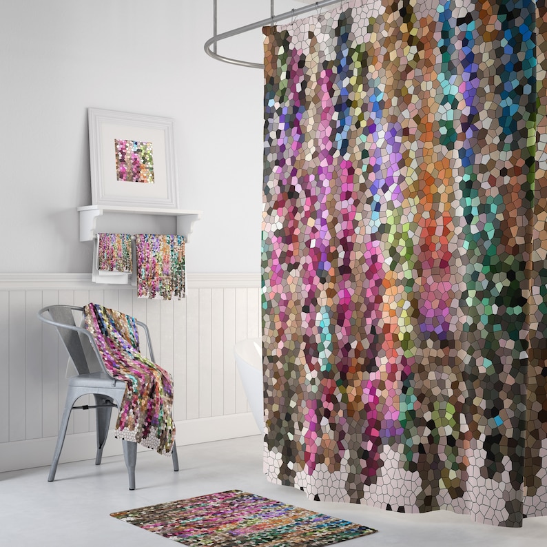 Colorful Jewel Tone Shower Curtain Fabric Ruby Amethyst Etsy