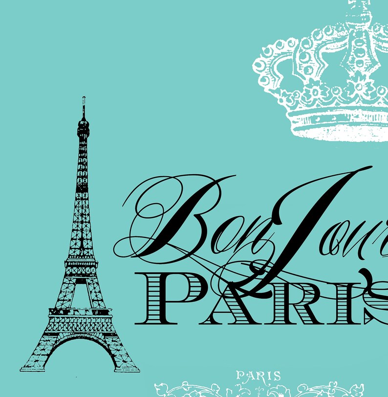 Paris France Teal Shower Curtain Chic French Crown Eiffel Etsy