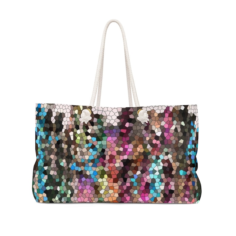 Jewel Tone Fabric Weekender tote Bag with rope handles
