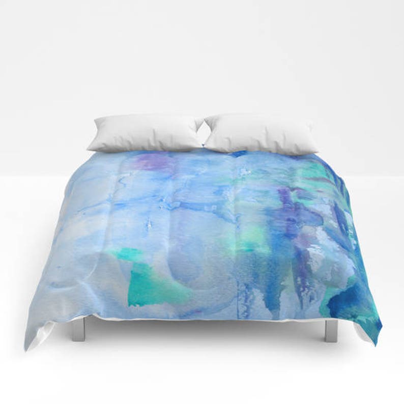 Blue Watercolor Duvet Cover or Comforter watercolor - Etsy