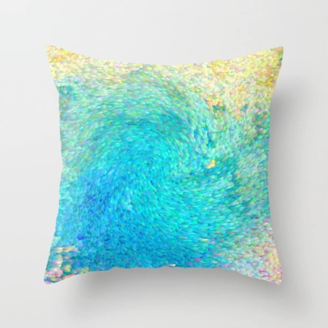 Beautiful Throw Pillow, Coral Reef Abstract, Teal, Colorful, Modern
