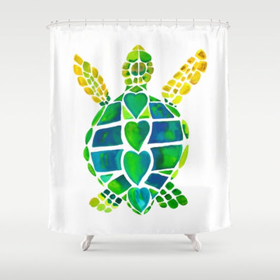Green Sea Turtle Shower Curtain Love Surf Beach Image 0