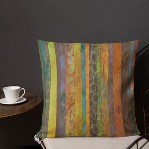 Earth Tones Boho Stripe Throw Pillow - premium woven fabric, earthy boho home