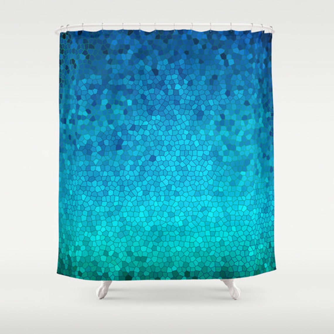 Blue Green Mosaic shower curtain beautiful modern coastal Etsy