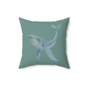 Whale Art Throw Pillow, Ocean Decor, Nautical Home Accent, Gift for Sea Lovers, Coastal Pillow, Marine Life Cushion