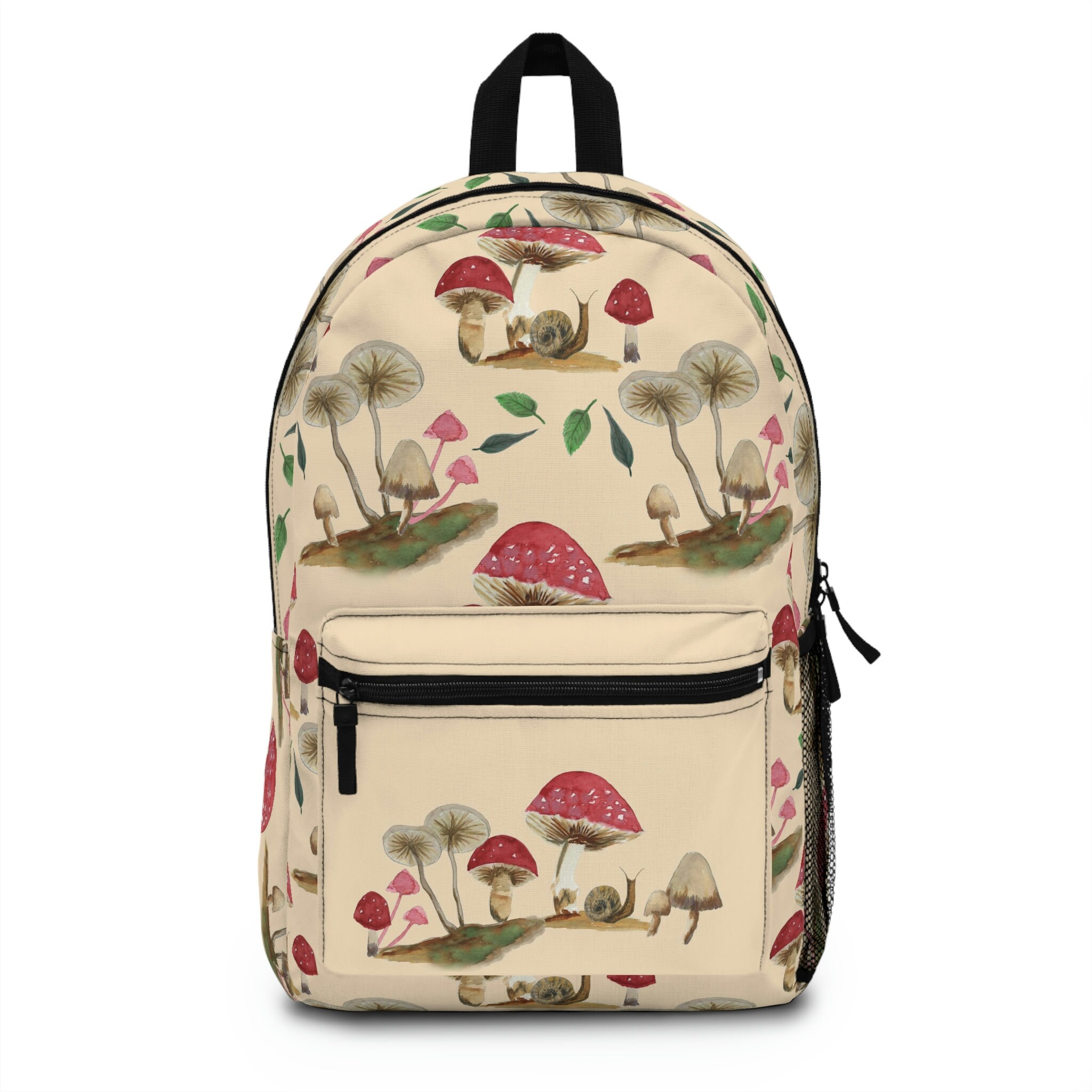 Mushroom Print Backpack - Sweet Woodland Style Red and Brown  display picture 2