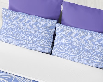 Periwinkle Pillow Case -  blue and white hand drawn design bedding