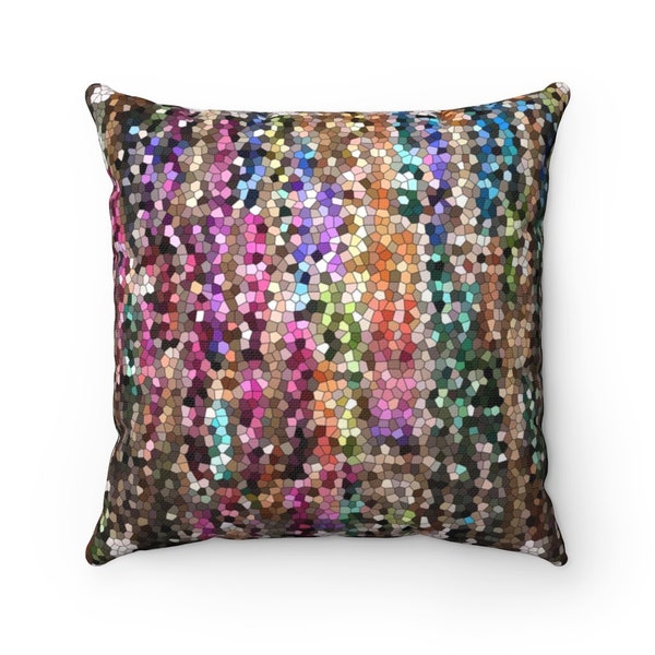 Jewel Tone Mosaic Spun Polyester Square Pillow or pillow cover