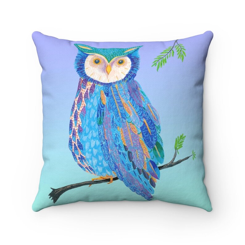 Ombre Owl Throw Pillow – Colorful Decorative Pillow immagine 1