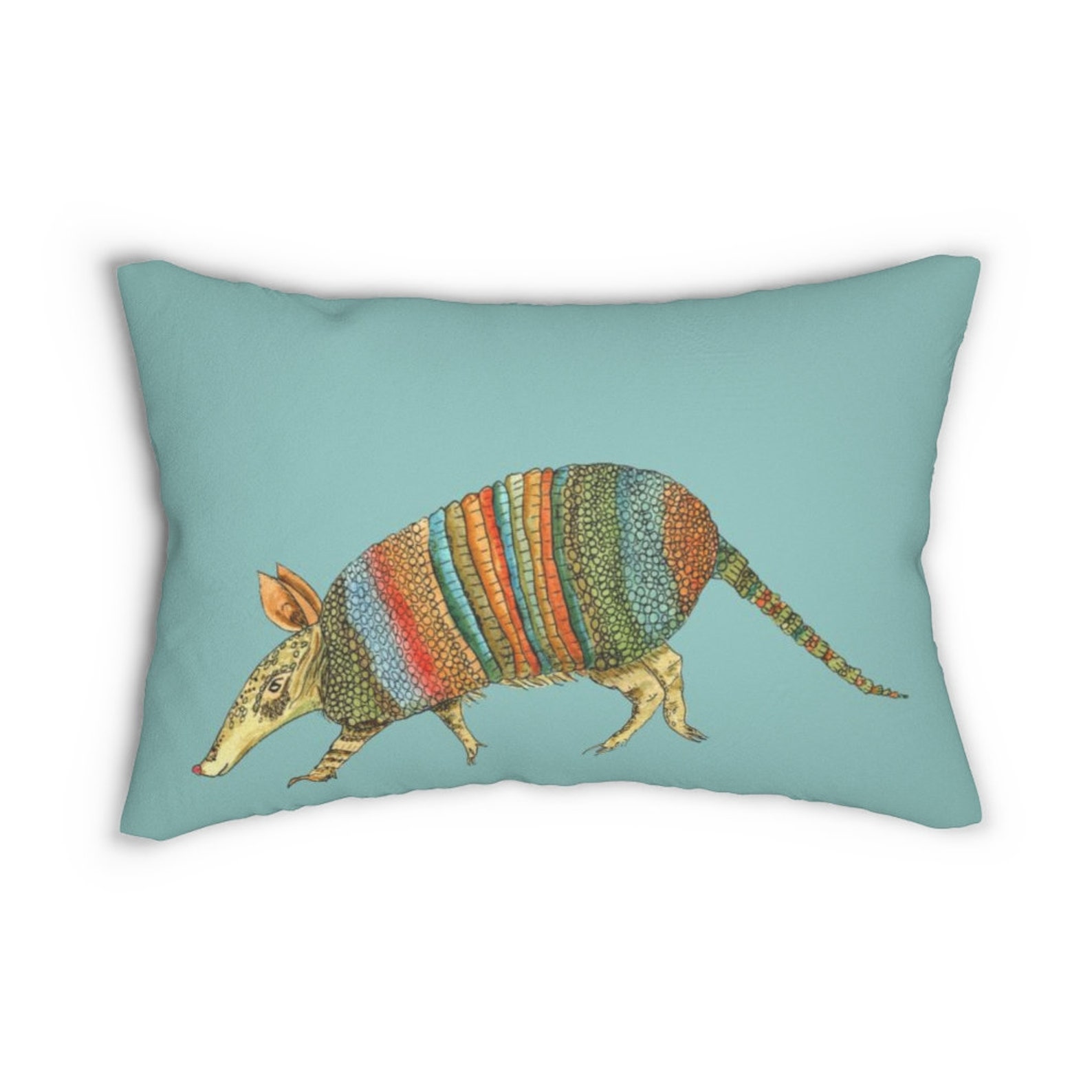 Armadillo Pillow Lumbar Style Pillow With Insert Cute Etsy
