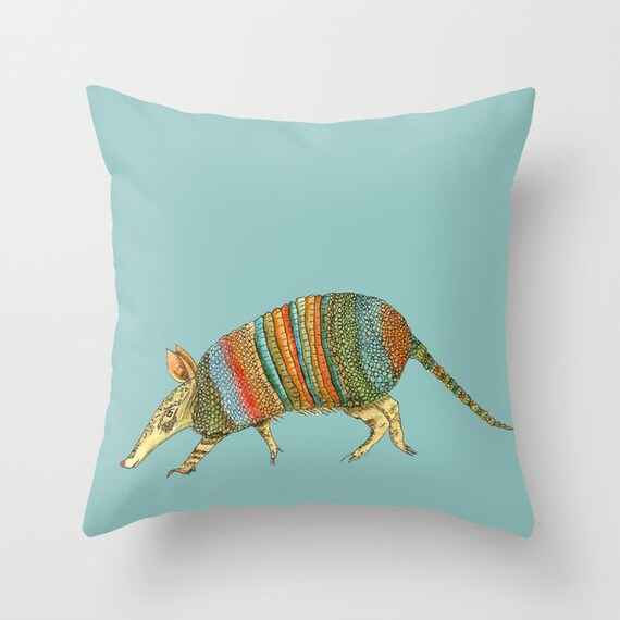 Armadillo Pillow, Throw Pillow, desert tones, terra cotta turquoise,  olive, modern,  Southwestern decor, cushions