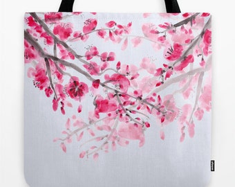 Cherry Blossom Tote Bag, Pink, delicate, chic floral, travel bag, gift for mom allover print accessories