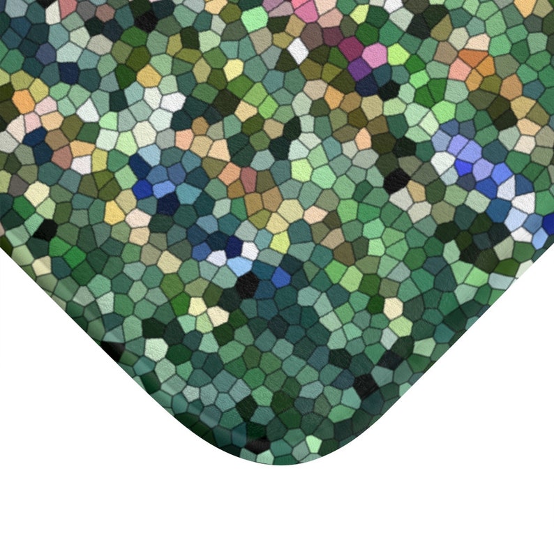 Emerald Mosaic Bath Mat Green Bathroom Rug Etsy