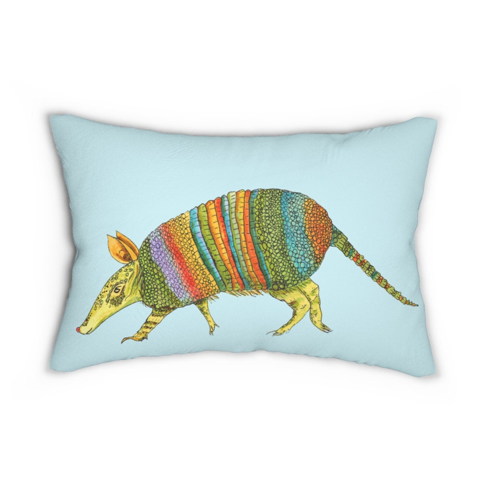Colorful Armadillo Pillow Lumbar Pillow Rectangular Throw Etsy