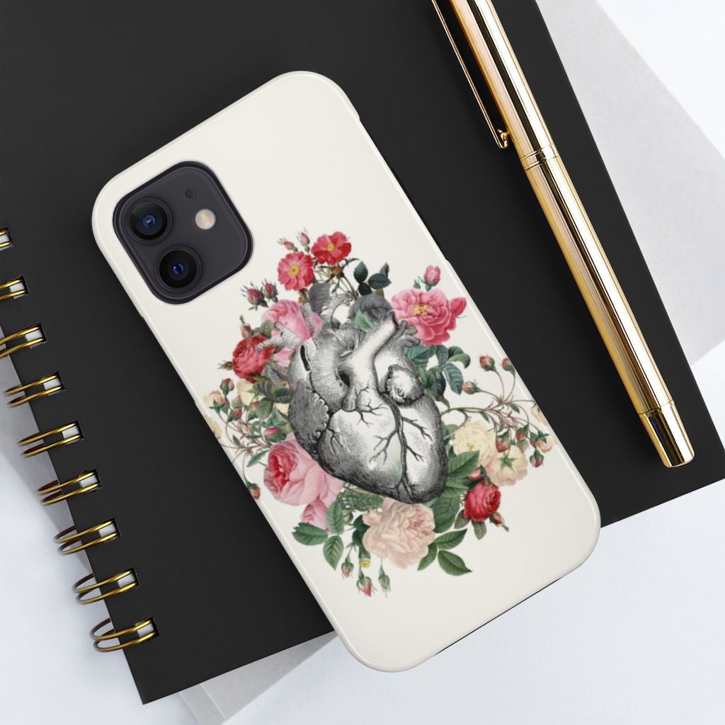 Floral Heart Iphone Case Mate Tough Phone Cases Anatomical Etsy Ireland