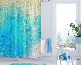 Artistic Coral Reef Shower Curtain: Teal Aqua Ocean Coastal Decor