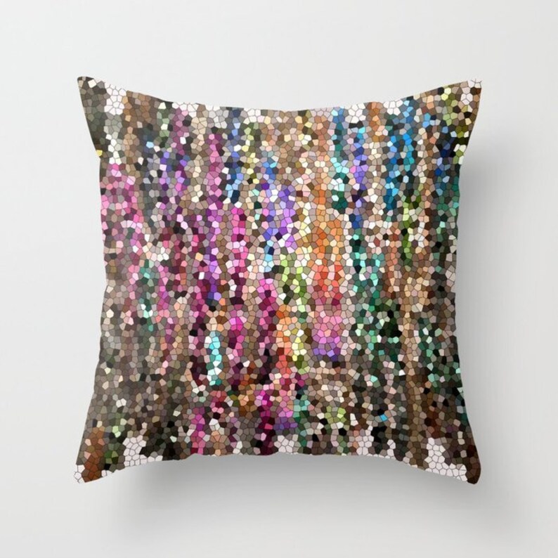 Jewel Tone Mosaic Throw Pillow Amethyst Jade Ruby Etsy