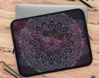 Cosmic Mandala Laptop Sleeve: Neoprene Galaxy Computer Case