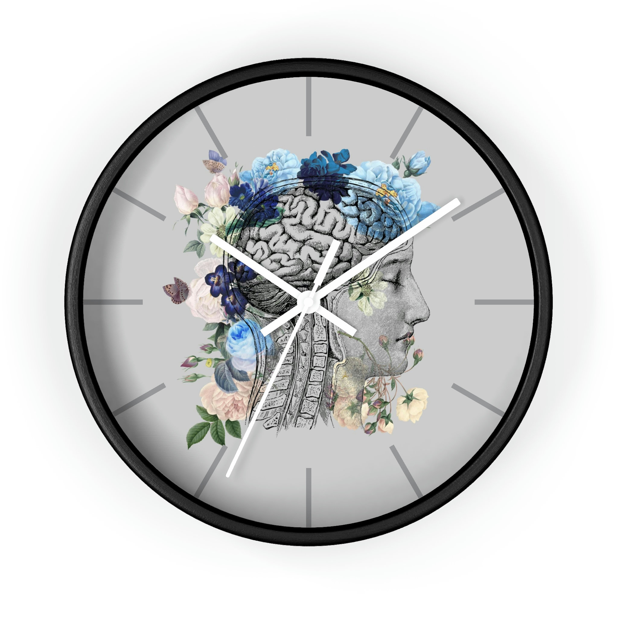 Floral Brain Anatomy Wall Clock: Mental Health Decor - Etsy
